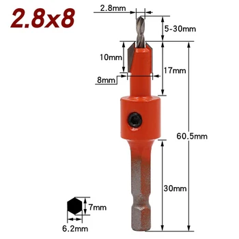 1 buc Burghiu 6,35 mm Hex Countersink 2.8/3/3.2/3.5×8 2.8/3/3.2/3.5×10 HCS Cutter Pentru prelucrarea Lemnului, Foraj Lamare Instrument de Putere