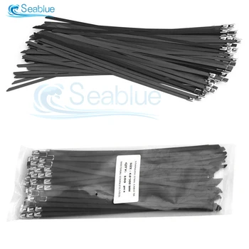 100buc 304 din Oțel Inoxidabil, Metal Negru Cablu cu Auto-blocare de Înaltă Rezistență la Temperatură Rezistență la Oxidare 4.6 mm Legături