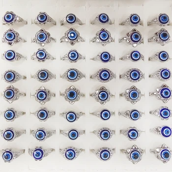 100buc/Mulțime de Epocă Diavolului Ochi Inele pentru Bărbați și Femei Stil Mixt Demon Albastru Ochi Norocos Farmec Bijuterii Partid Cadou en-Gros