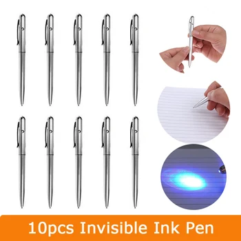 10buc Amuzant Pen 2 in1 Pix Cerneală Invizibilă Noutate Pixuri Nou Birou Rechizite Cu Lumina Uv Magic Secret Ballpoin