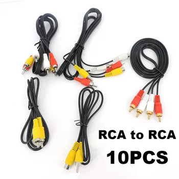 10buc Audio 2 3 RCA Cablu de sex masculin la 2 3 RCA feminin Jack Plug-Stereo la 2RCA 3RCA Soclu AV Adaptor cablu conector Media Player