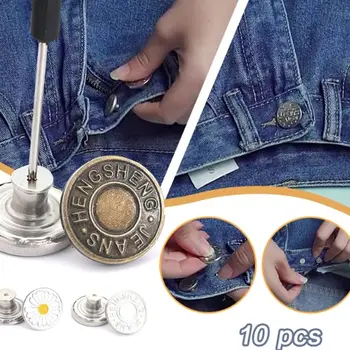 10buc Înlocuire Blugi Butoane Portabil Detașabil Nailless Pantaloni Ace Talie Regla Nu-Cusut Nasture din Metal