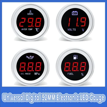 12/24V Digital Electronic cu LED indicator 52mm Apă Indicator de Temperatură cu Alarmă de Avertizare 0-120℃ Presa de Ulei Ecartament cu1/8NPT Senzor