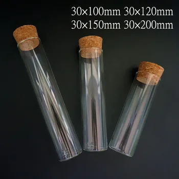 12Pcs/Lot DIA 30mm Laborator Fund Plat Eprubetă de Sticlă cu Dopuri de Pluta Sticlărie de Laborator Recipient