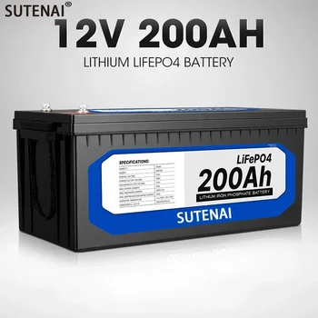 12V 200Ah LiFePO4 Baterie Built-in BMS Litiu Fosfat de Fier Mobil Pentru RV Rulote Golf Off-Road, Off-Grid Solar Cu Incarcator