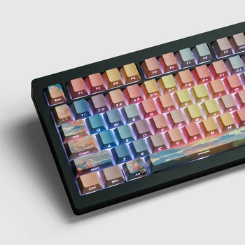 131 Cheile Apus de soare Tematice Colorant Sub PBT Taste RGB Strălucească Prin Partea Tipărite Taste Cherry Profil pentru MX Switch-uri de Gaming Keyboard