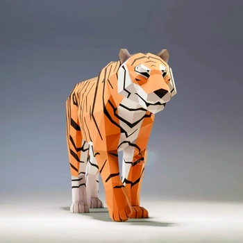 136cm Mare Tigru de Hârtie Model de Decor Acasă Coridor Ornament Veranda Decorarea Papercraft 3D DIY de Mână Făcut Puzzle-uri Creative Jucarii