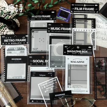 15 Piese de Cadru Muzeul Serie de Zahăr Poem de COMPANIE Cerneală Albă Pachet Autocolant Retro Fantezie Manual Rama Foto Autocolante