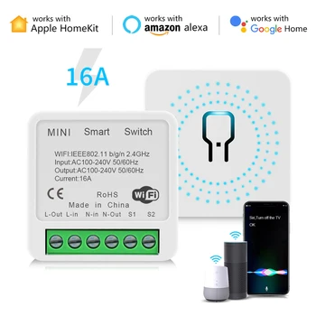 16A Homekit WiFi Inteligent Comutator de Control 2-way Switch Module Mini Smart Întrerupător Control Vocal Siri de Lucru Cu Alexa de Start Google
