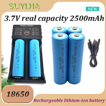 18650 3.7 V Capacitate 2500mAh baterie Reîncărcabilă Li-ion Baterie pentru Lanterna LED-uri Faruri Instrumente de Putere Power Bank cu Incarcator