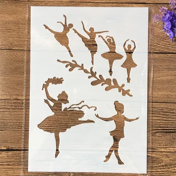 1buc A4 Fetele de Balet de Dans DIY Stratificare Sabloane Pictura pe Perete Album de Colorat Relief Album Decorative Șablon