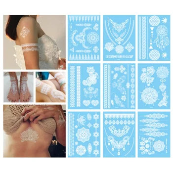 1buc Unică folosință Autocolante Tatuaj de Arta Tatuaj Fals pentru Femei Dantelă Albă Tatuaje Temporare Transfer Autocolante rezistent la apa Eco-friendly