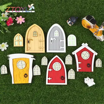 1Set casă de Păpuși în Miniatură Fluorescente Fairy Elf Ferestre, Uși, Model Casa Decor Mobilier de Jucarie pentru Copii Jucarii Cadou