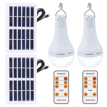 1Set Reîncărcabilă de Energie Bec Lampa Camping Solare Cortul Lampa Cu Telecomanda Pentru Interior Exterior