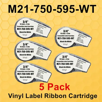 1~5PK Înlocui Vinil Etichete Cartuș M21-750-595 Toate-Vreme de Etichetare Filtru pentru Interior/Exterior/de Laborator,Negru pe Alb,19.1 mm