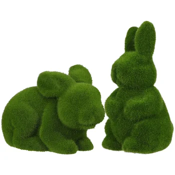 2 buc Bunny Decor de Paști Iepuras Iepuras Blană Decor Flocking Iepure Figurina Decor Gradina