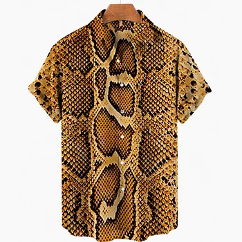 2023 Bărbați Leopard 3D Tricouri Vara Plaja Hawaii Tricou Barbati Maneca Scurta Retro Moda de Îmbrăcăminte Design Personalizat Barbati Topuri
