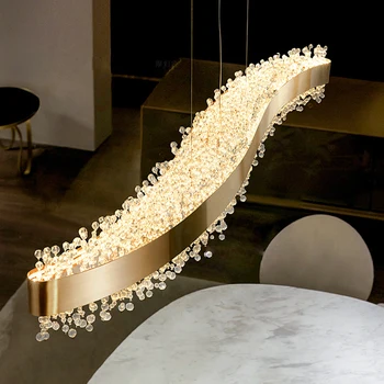 2023 Moderne de Iluminat Candelabru de Cristal Living de Lux Pandantiv Lumini pentru Insula de Bucatarie Dreptunghiulara Led Lampă de Agățat