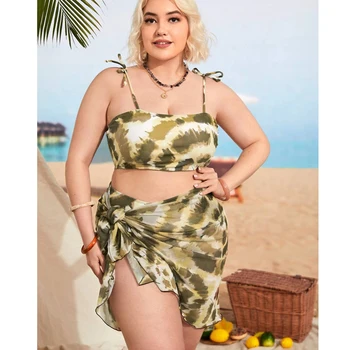 2023 Noi 3 Buc Set de Bikini Cu Fusta Sexy cu talie Înaltă Push-up pentru Femei costum de Baie micro ștreangul de Costume de baie femei Supradimensionat