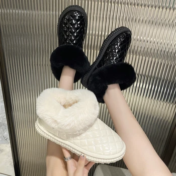 2023 Noi de Iarna Blana Integrat Cizme de Zapada pentru Femei Pluș Gros Versiunea coreeană Versatil cu Fund Plat Cald Bumbac Pantofi