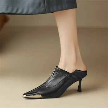2023 Noi de Toamna pentru Femei Pantofi de Piele Split de Metal Pătrat Mic de la Picior Toc Înalt Pantofi Femei Pantofi Pompe pentru Femei Zaptos De Mujer