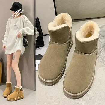 2023 Nou Același Stil ca și Zhou Dongyu Zăpadă Cizme de Blana Femei Integrat de Iarna Fleece căptușit cu Alb Cald Bootie