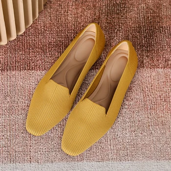 2023 Nou de Primăvară, Cap Pătrat Superficial Gura Unic de Pantofi pentru Femei de Tricotat Pantofi Plat Bunica Pantofi