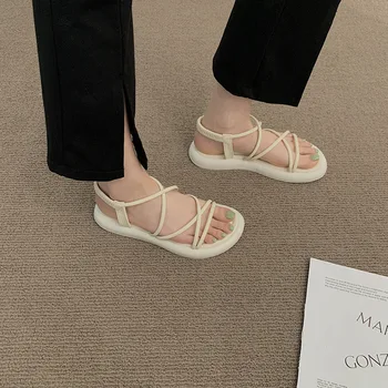 2023 Nou Vara Și Toamna Zână Stil Sandale Femei de Moda temperament Față Și Spate Excursie Curele Tinuta de Plaja Roman Pantofi
