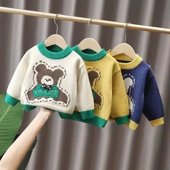 2023 Toamna Iarna Baieti Pulovere Copii Nou Stil Coreean Tricotate Plus Gros Cașmir Pulover La Modă Cald Topuri