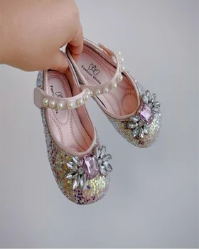2023 Toamna Noua Fetiță Dulce Genial Diamant Arc Printesa Pantofi Coreean Ediție De Moda Fetelor Singure Pantofi Din Piele 22-35