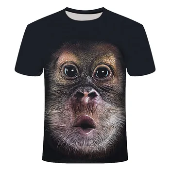 2023 Vara Noi de Moda pentru Bărbați Casual cu Maneci Scurte Rotund Gat de Sus Gorilla Expresie Amuzant 3D Digitale de Imprimare Vrac Dimensiune T-shirt