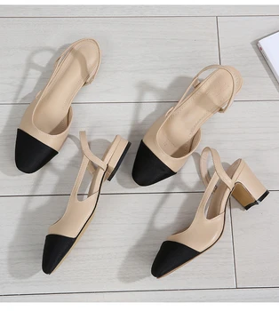 2023 Vara Noi Subliniat Toe Sandale De Moda Low-Toc Patrat Pantofi Plat Coreene Culoare De Potrivire Petrecerea Doamnelor Pantofi Chaussure Femme