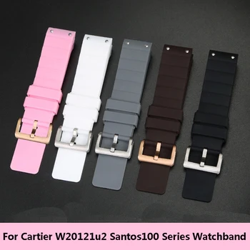 20mm 23mm Curea de Ceas pentru ceasuri Cartier Santos Sandoz Santos 100 de Silicon Cauciuc Watchband Bărbați și Femei