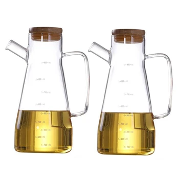 2X 900 ml din Sticlă Transparentă Sticla de Ulei, Cu Maner Sticla de Ulei, Potrivit Pentru Bucatarie Instrumente de Soia Sos de Otet Container