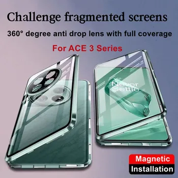360 De Caz Complet Pentru OnePlus Ace 3 Caz Verso Magnetic De Adsorbție Metal Călire De Sticlă Capac Protecție Pentru Un Plus De Ace 2