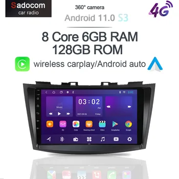 360 Panoramic Camera Carplay 6G+128GB Android 11.0 Masina DVD Player cu GPS Bluetooth WIFI 5.0 RDS Radio Pentru Suzuki Swift 2011 - 2015