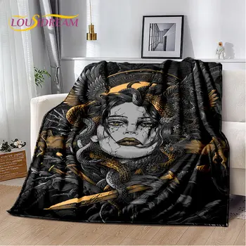 3D Medusa Șarpe Gorgon Moale de Pluș Pătură,Pătură Flanel Arunca Pătură pentru Camera de zi Dormitor Pat Canapea Picnic Acoperi Bettdecke