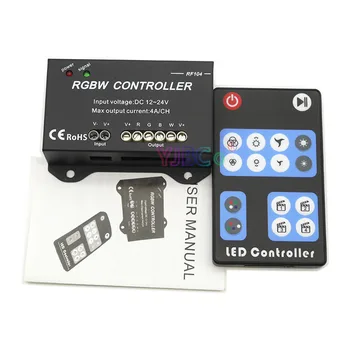 4 Canal RGBW RGB+W Benzi cu Led-uri Controler RF104 DC 12V-24V 4A*4 CANALE de Lumină Dimmer banda Controler RGB pentru RGBW Led Inteligent Lampa
