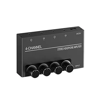 4 Canale Amplificator pentru Căști Stereo Audio Amp, Căști Splitter cu 4 3,5 MM pentru Căști de Ieșire și de 3,5 MM Intrare Audio