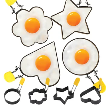 4 Forme Diferite Inel de Ou pentru Prajit Oua din Oțel Inoxidabil de Gătit Ouă Inele cu Anti-opărire se Ocupe de Non-stick de Ou Formator Matrite