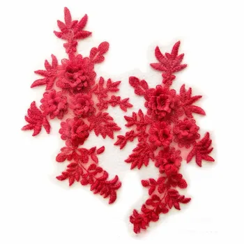 40Pieces 3D Flori Tesatura Dantela Brodate Rochie de Aplicatii Guler Plasă Coase Patch-uri Pentru Decor Nunta de Înaltă Calitate