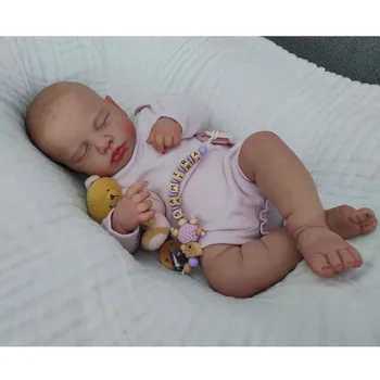 49CM Copil Nou-născut Papusa Moale de Pluș Corpul Loulou Adormit 3D Realiste Piele cu Vene Vizibile de Înaltă Calitate, lucrate Manual Papusa