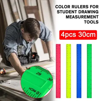 4buc Culoare Clar Rigla din Plastic 30 cm Standard/Metric Ruler Riglă de Măsurare Instrument Creativ Elev de la Scoala de Papetărie de Birou Supplie