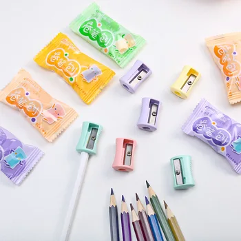 4buc Drăguț Bomboane de Culoare Creion Mini Ascuțitoare Arte plastice Creion Masina de debitat Elev de la Scoala de Papetărie de Birou