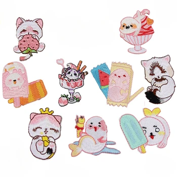 50pcs/Lot-Stick pe Anime Broderie Patch-uri de Piersici Câine Pisică Înghețată Tricou Sac de Îmbrăcăminte Accesoriu Decor Ambarcațiuni Diy Aplicatiile