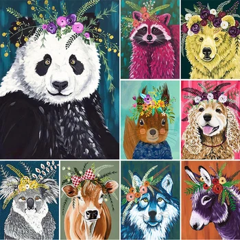 5D DIY Diamant de Pictură de Culoare de Animale, Câine, Panda Cross Stitch Kit Burghiu Plin de Broderie Arta Mozaic Imagine de Pietre Decor
