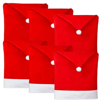 6 Buc de Crăciun Huse Santa Pălărie Huse pentru scaune pentru Sala de Mese de Vacanță Decoratiuni de Craciun Rosu
