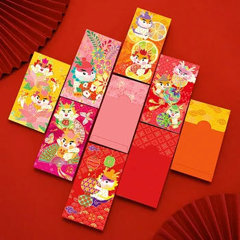 6 buc/Pachet 2024 Dragon Anul Nou Chinezesc Mult Noroc Sac de Bani Buzunar Roșu Hongbao Plicuri de Hârtie Festivalul de Primăvară Roșu Geanta Plic