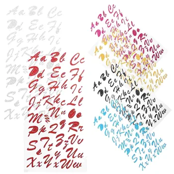 6 Foi de Auto-Adeziv cu Sclipici Alfabet Litere Autocolante Decorative Literele Alfabetului Număr de Autocolante