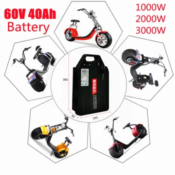 60V 40Ah 30Ah Biciclete Electrice 18650 Baterie pentru Scuter Motocicleta 67.2 V 3000W Baterie Reîncărcabilă cu Același Port BMS+3A Încărcător